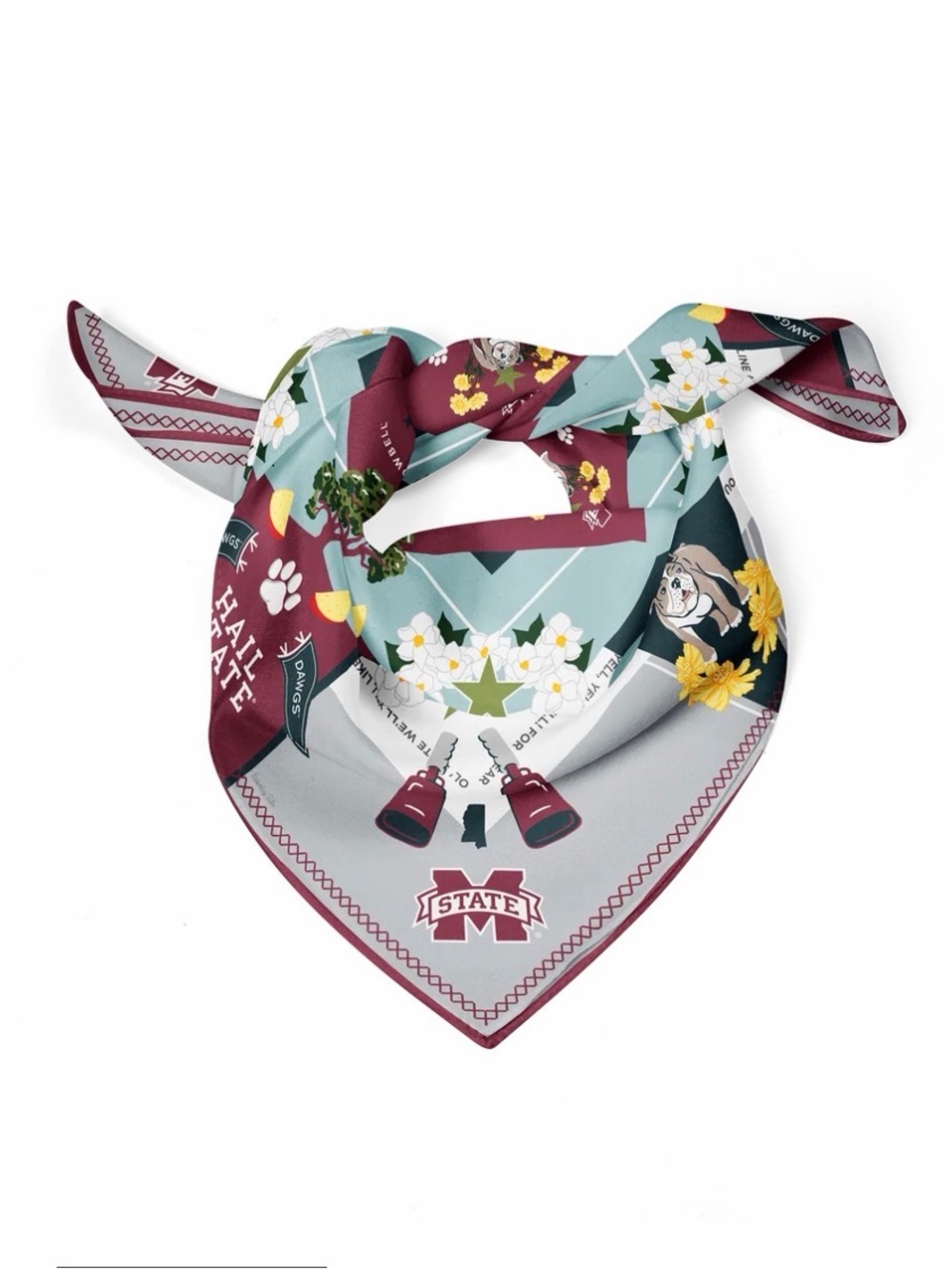 Maroon & Gray Saturday Silks Mississippi State Bandana Scarf